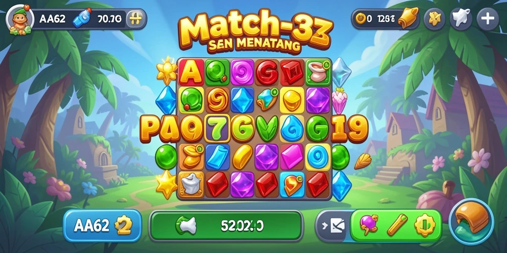 Tampilan gameplay menantang dari permainan Match-3 AA62.