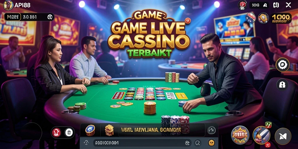 Tangkapan layar gameplay Live Casino API88 menunjukkan dealer dan pemain dalam aksi.