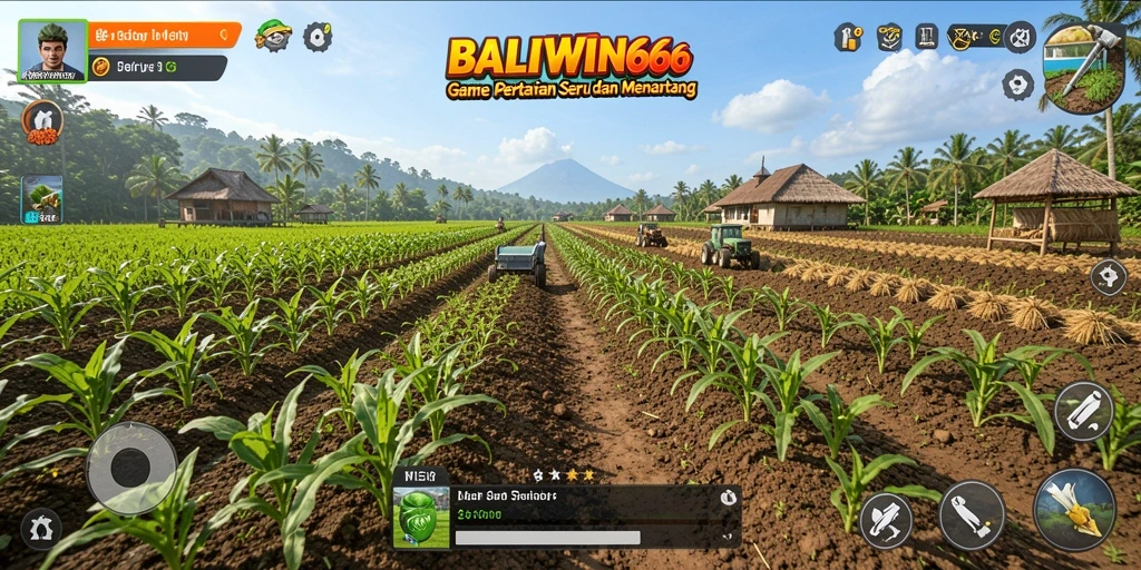 Tampilan gameplay seru dari BALIWIN66 dengan aktivitas pertanian.