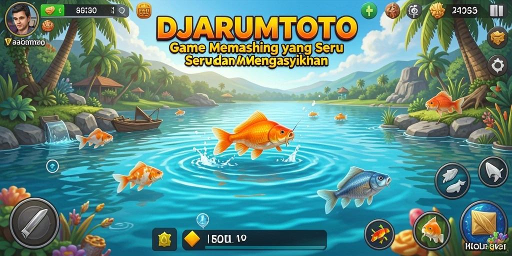 Screenshot gameplay DJARUMTOTO yang menampilkan suasana memancing yang menarik.