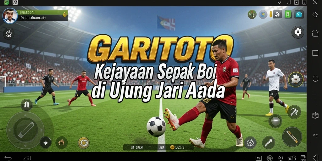 Tangkapan layar gameplay GARITOTO menampilkan aksi seru sepak bola.