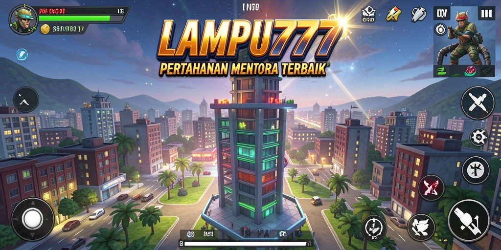 Tampilan gameplay <strong>LAMPU777</strong> yang menegangkan dengan penempatan menara strategis.