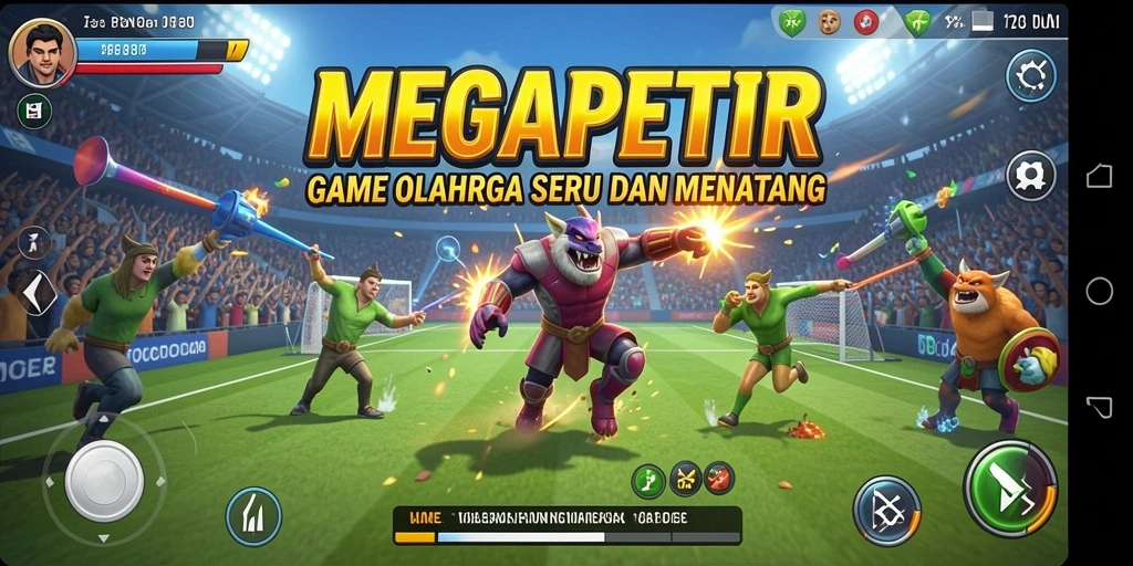 Tampilan gameplay seru dari MEGAPETIR yang menampilkan pertandingan.