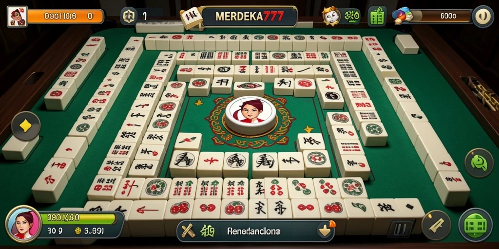 Screenshot gameplay MERDEKA777 menampilkan aksi seru permainan Mahjong.