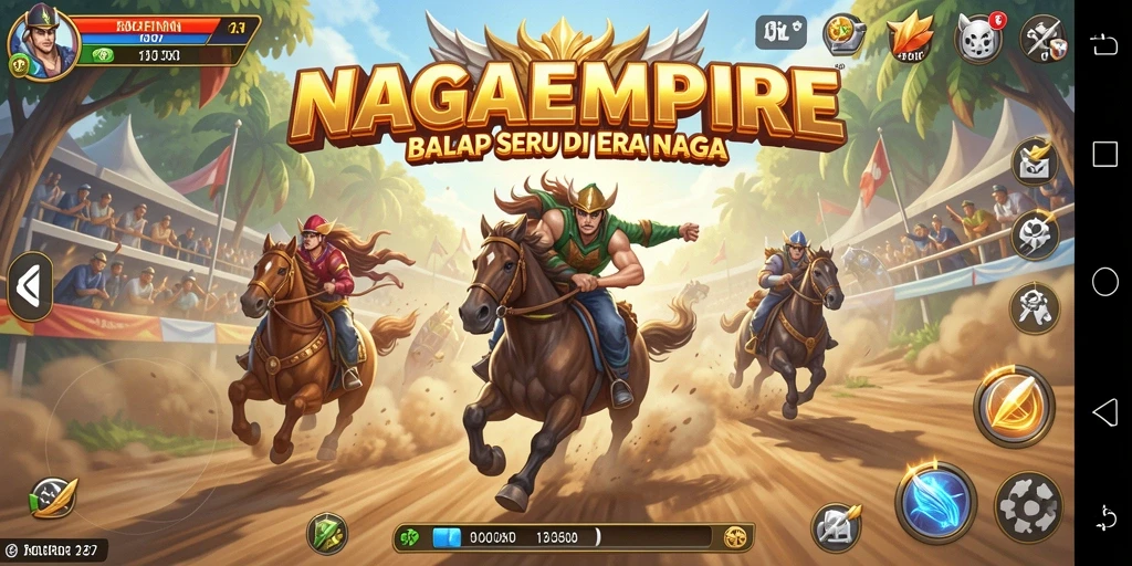 Tampilan gameplay balapan seru dengan kendaraan naga beraksi.