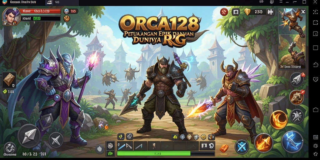 Menampilkan aksi seru dalam gameplay RPG ORCA128 dengan elemen petualangan.