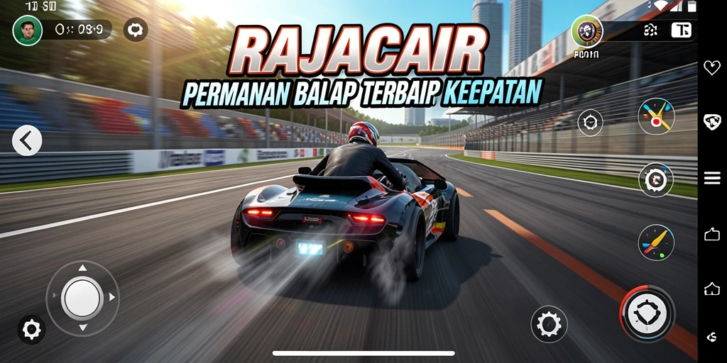 Tampilan gameplay balapan RAJACAIR yang intens dan mendebarkan.
