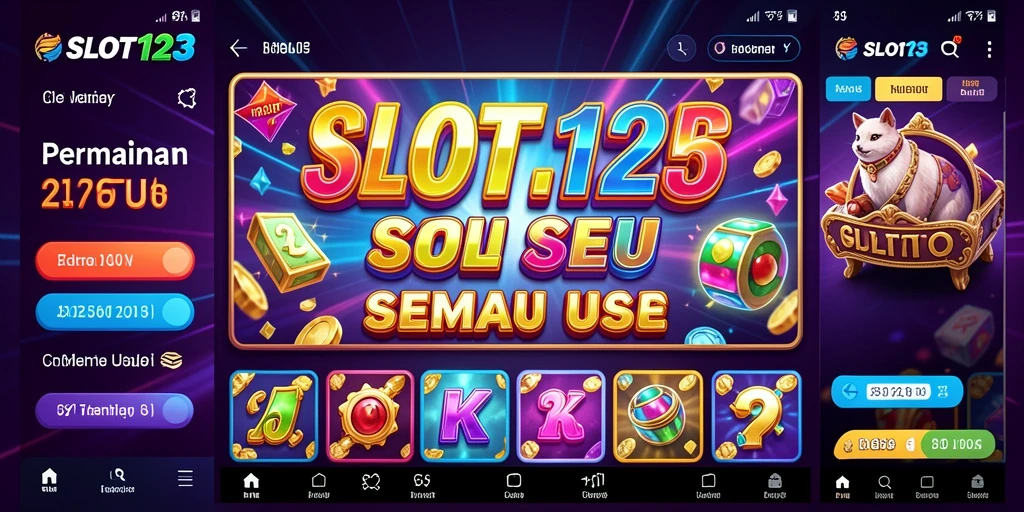Tampilan gameplay SLOT123 yang penuh warna dan seru.