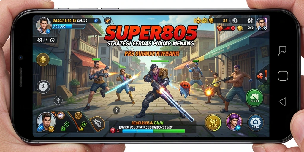 Tangkapan layar gameplay SUPER805 menampilkan pertempuran strategi yang intens.