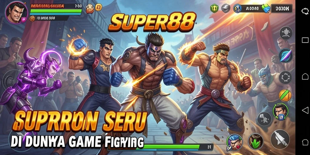 Gameplay SUPER88 menampilkan pertarungan seru dengan karakter dan kemampuan unik.