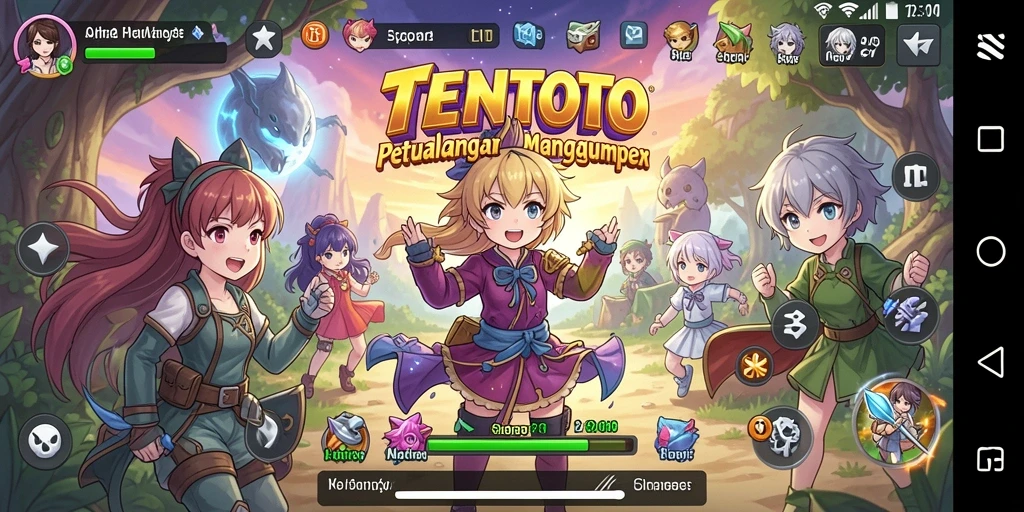 Tampilan gameplay TENTOTO yang menawan dan penuh warna.